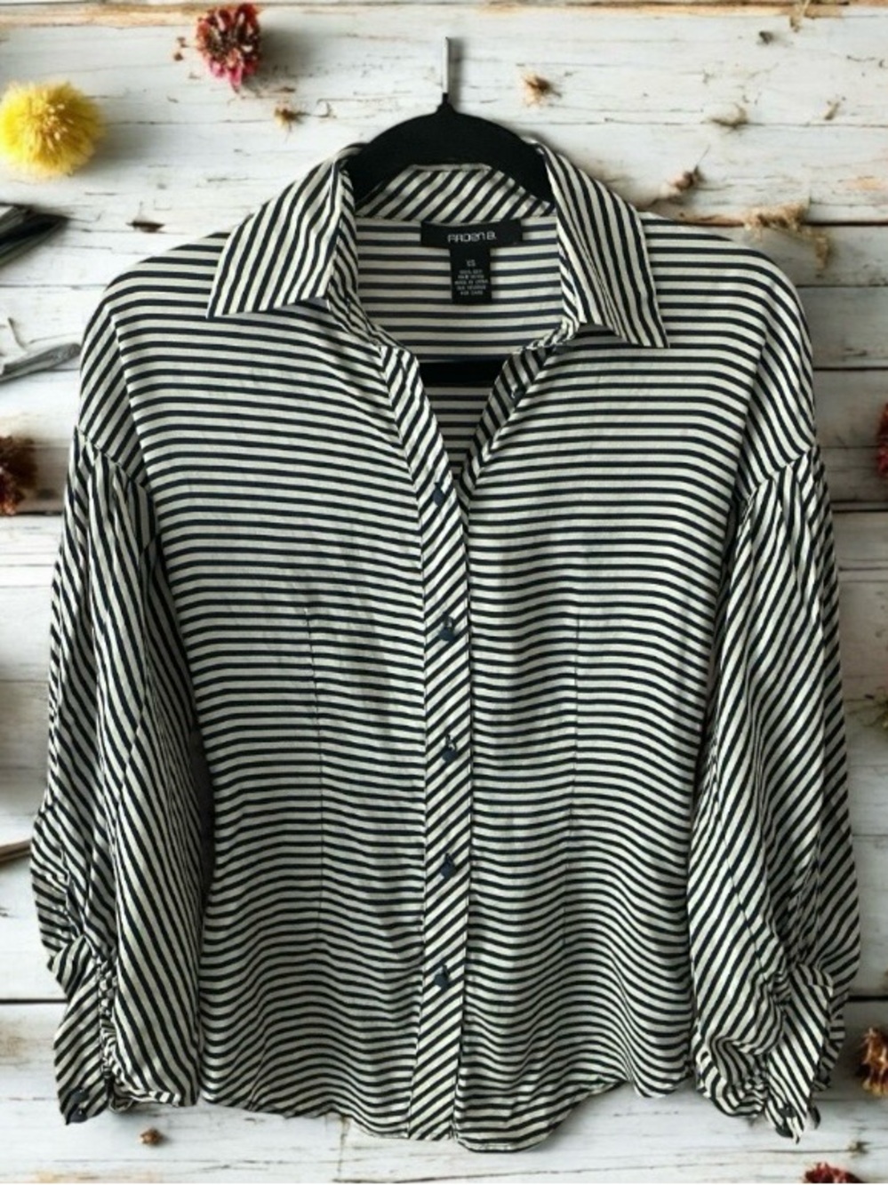 Arden B 100% Silk Coquette Blouse Womens Cottagecore Button Up XS